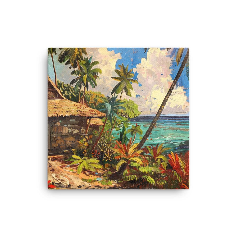 Tonga Coastal Hut Tropical Paradise Thin Canvas - Oh Posters