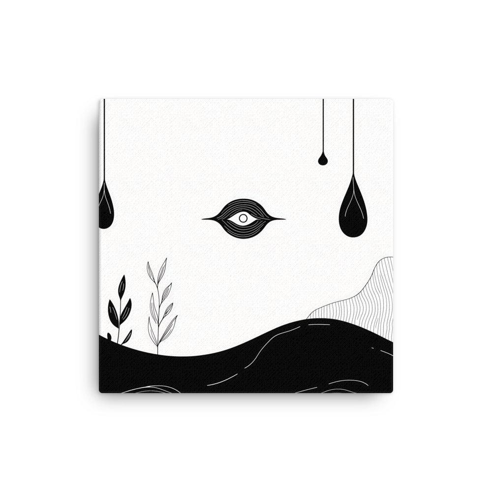 Boho Minimalist Eye and Nature Elements with Black Drops Thin Canvas - Oh Posters