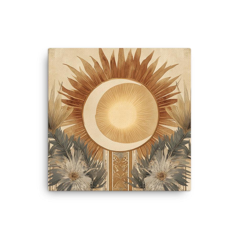 Boho Sun and Moon Floral Harmony Art Thin Canvas - Oh Posters