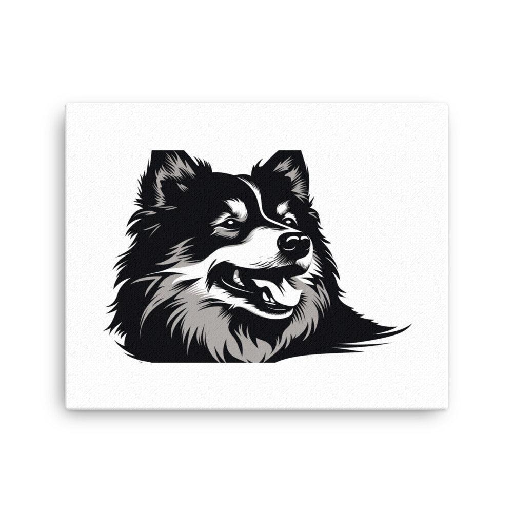 Finnish Lapphund Elegant Black and White Graphic Thin Canvas - Oh Posters