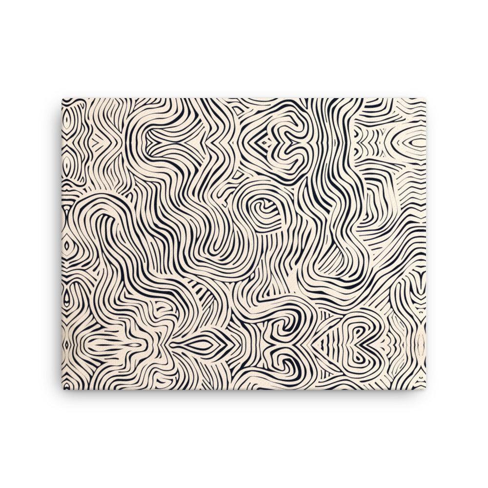 Wavy Lines Abstract Illusion Monochrome Art Thin Canvas - Oh Posters