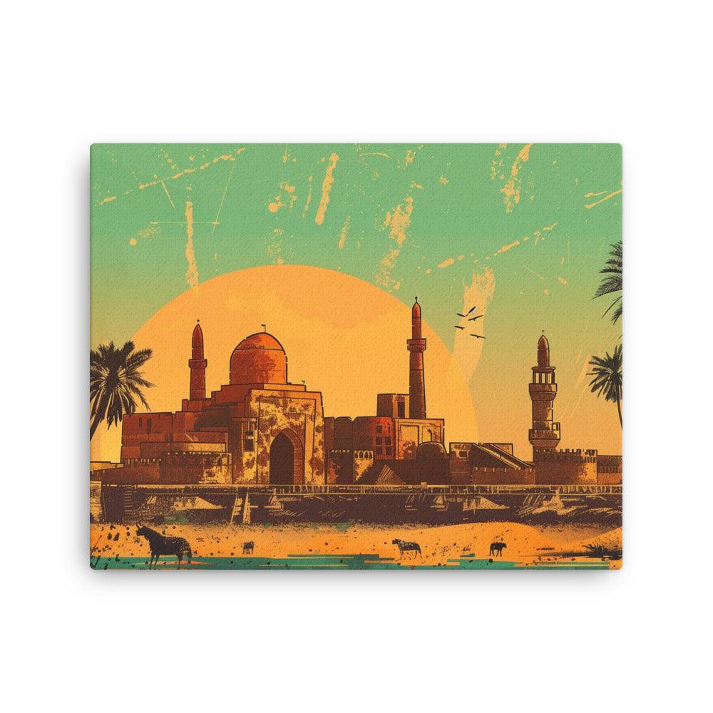 Iraq Desert Mosque Sunrise Scenic Art Thin Canvas - Oh Posters