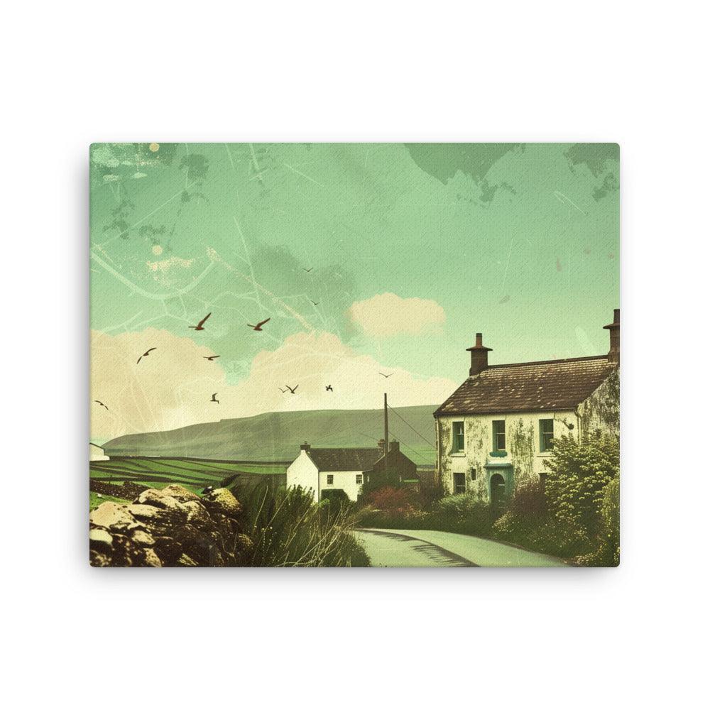 Ireland Rural Cottage Countryside Vintage Thin Canvas - Oh Posters