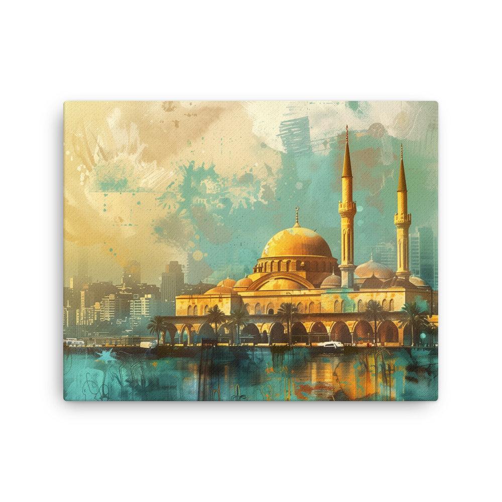 Lebanon Golden Mosque Urban Skyline Thin Canvas - Oh Posters