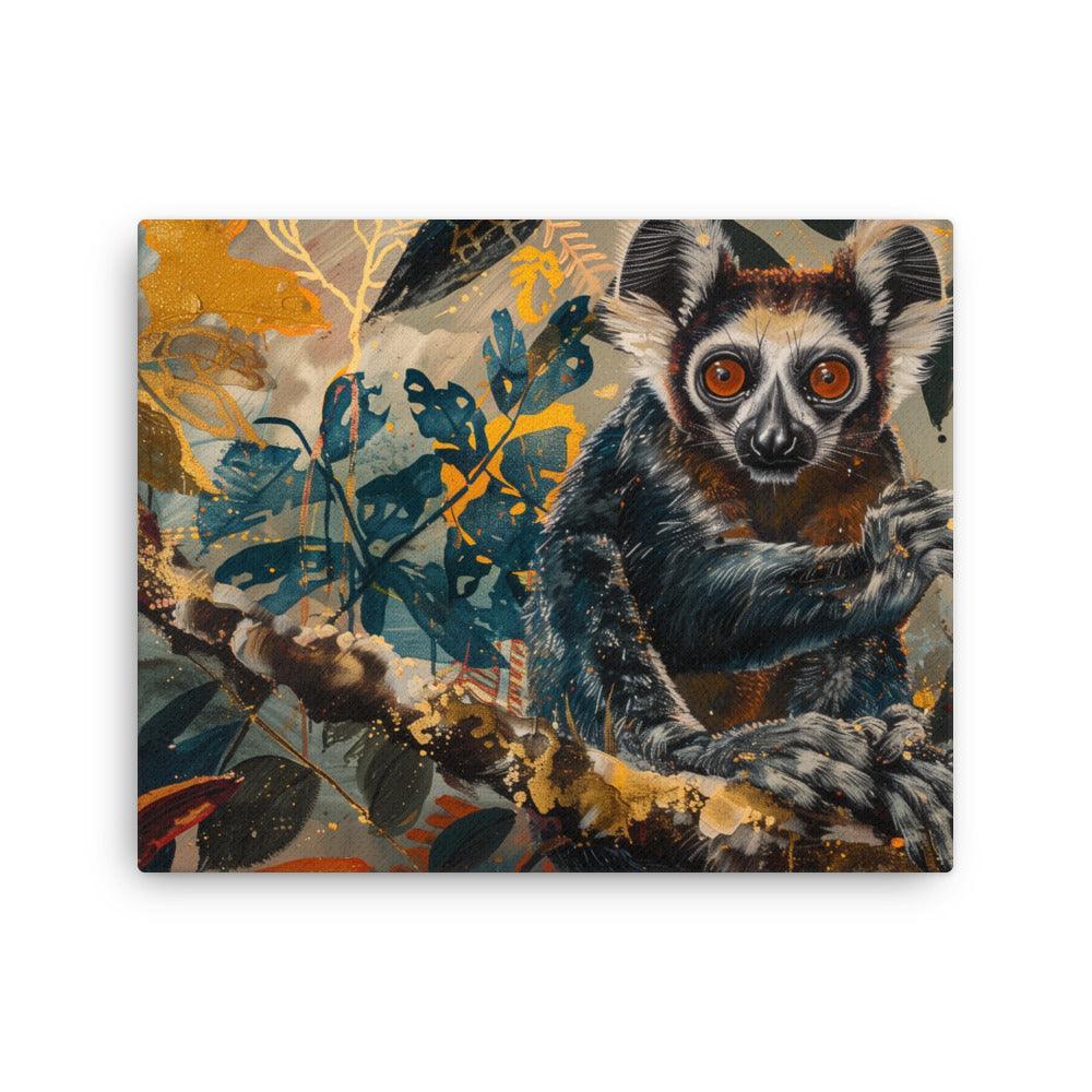 Madagascar Aye-aye Lemur Vibrant Jungle Art Thin Canvas - Oh Posters