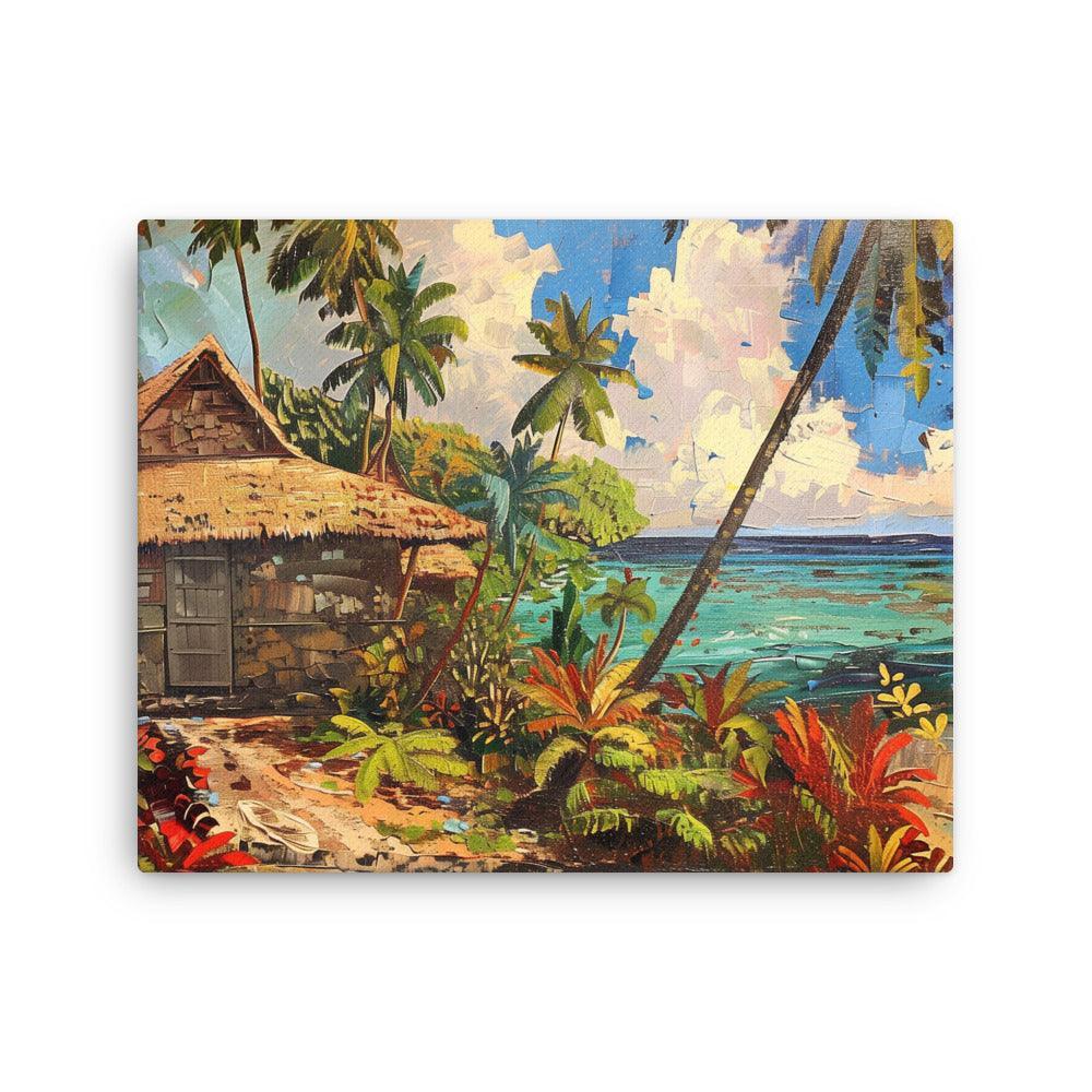 Tonga Coastal Hut Tropical Paradise Thin Canvas - Oh Posters