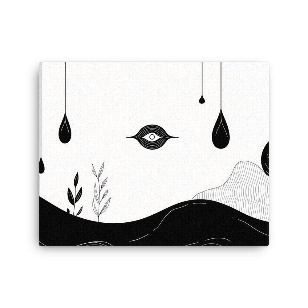 Boho Minimalist Eye and Nature Elements with Black Drops Thin Canvas - Oh Posters