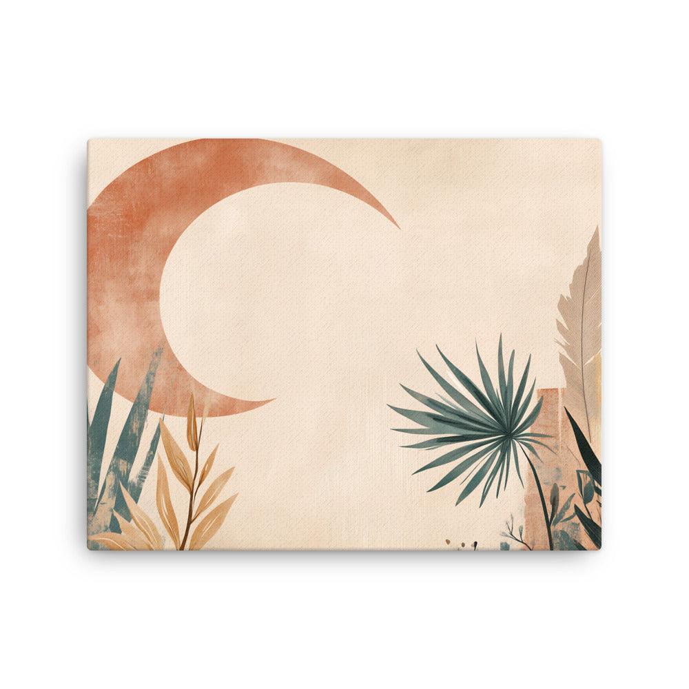 Boho Crescent Moon with Foliage Thin Canvas - Oh Posters