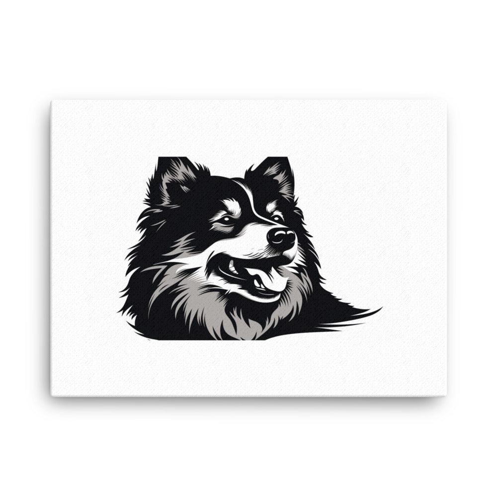 Finnish Lapphund Elegant Black and White Graphic Thin Canvas - Oh Posters