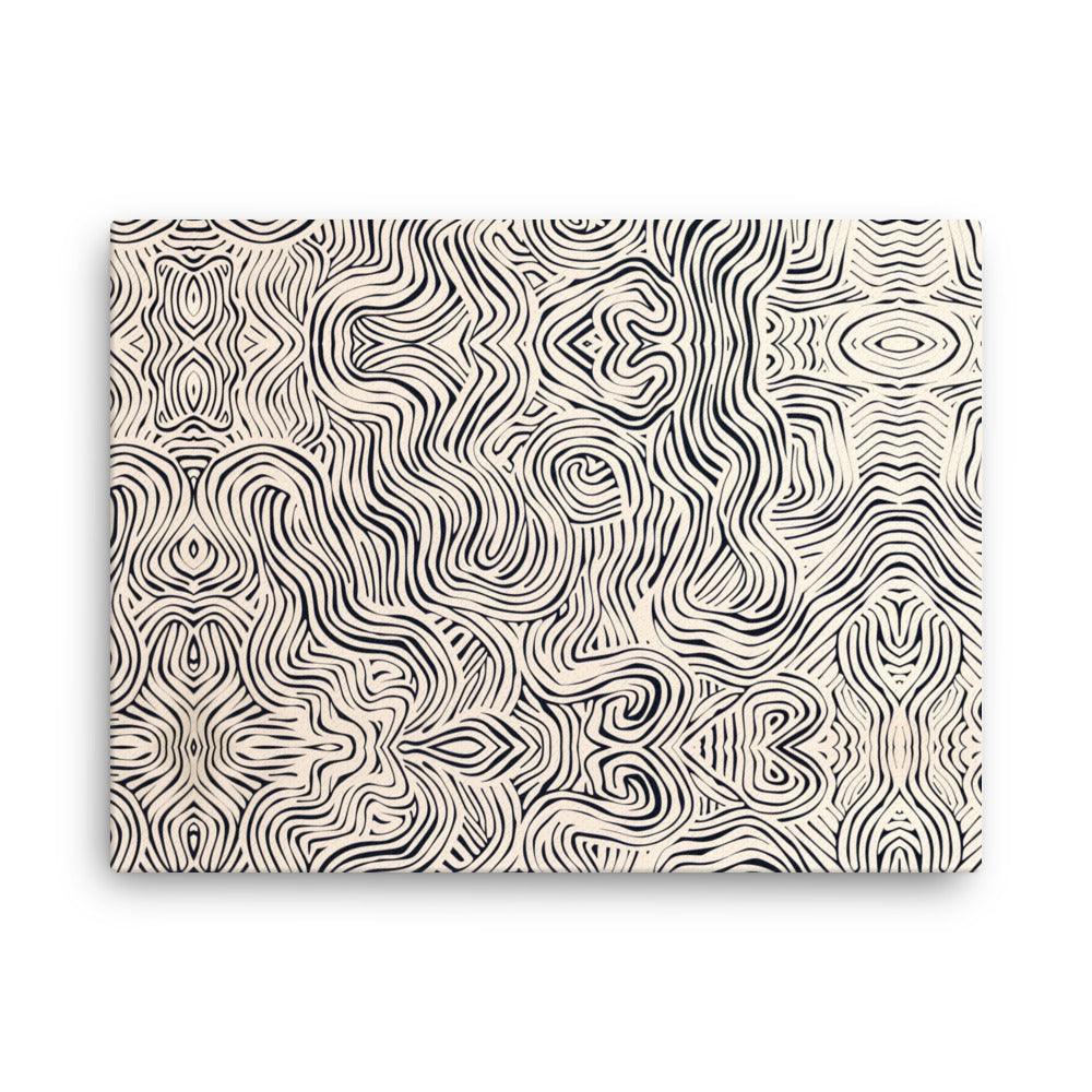 Wavy Lines Abstract Illusion Monochrome Art Thin Canvas - Oh Posters