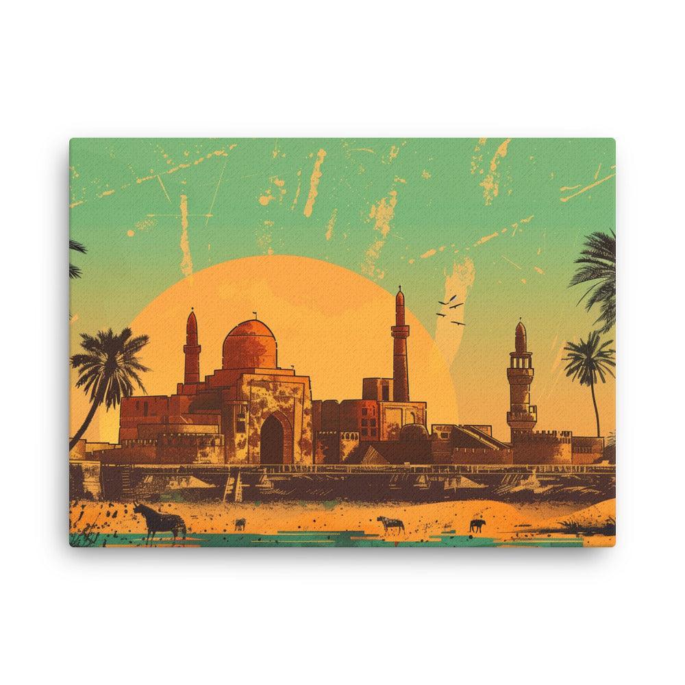 Iraq Desert Mosque Sunrise Scenic Art Thin Canvas - Oh Posters