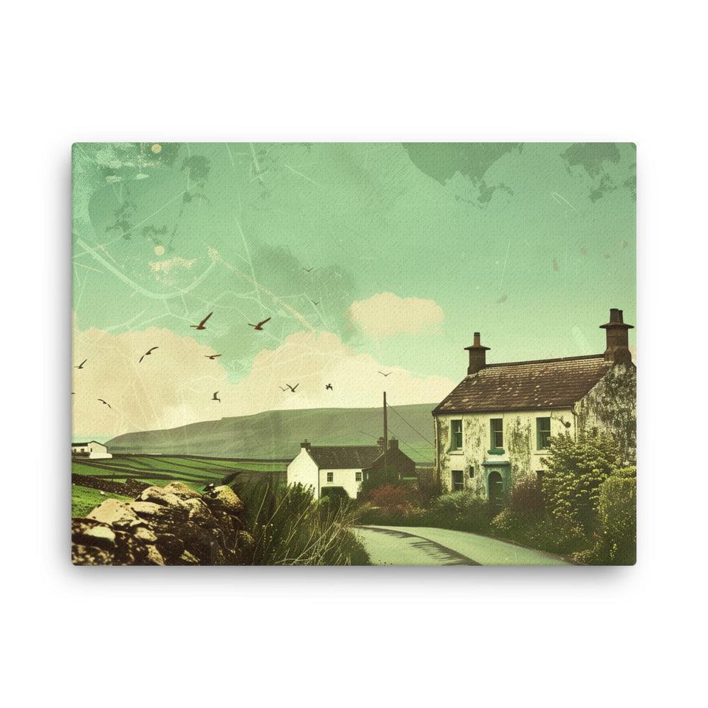 Ireland Rural Cottage Countryside Vintage Thin Canvas - Oh Posters
