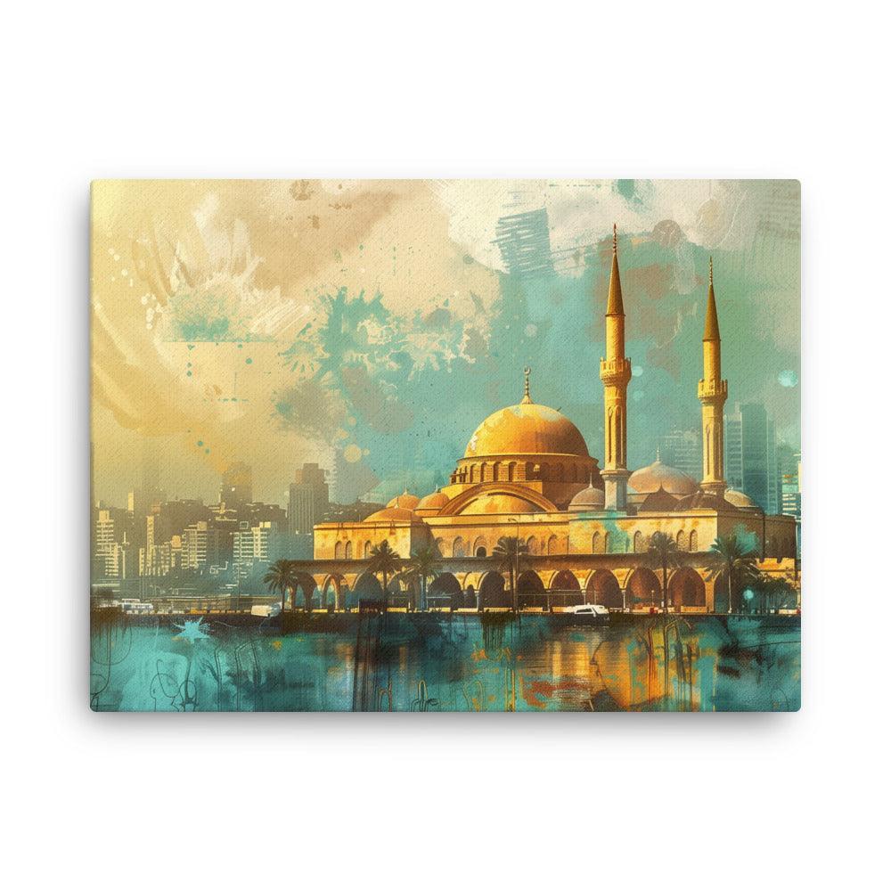 Lebanon Golden Mosque Urban Skyline Thin Canvas - Oh Posters