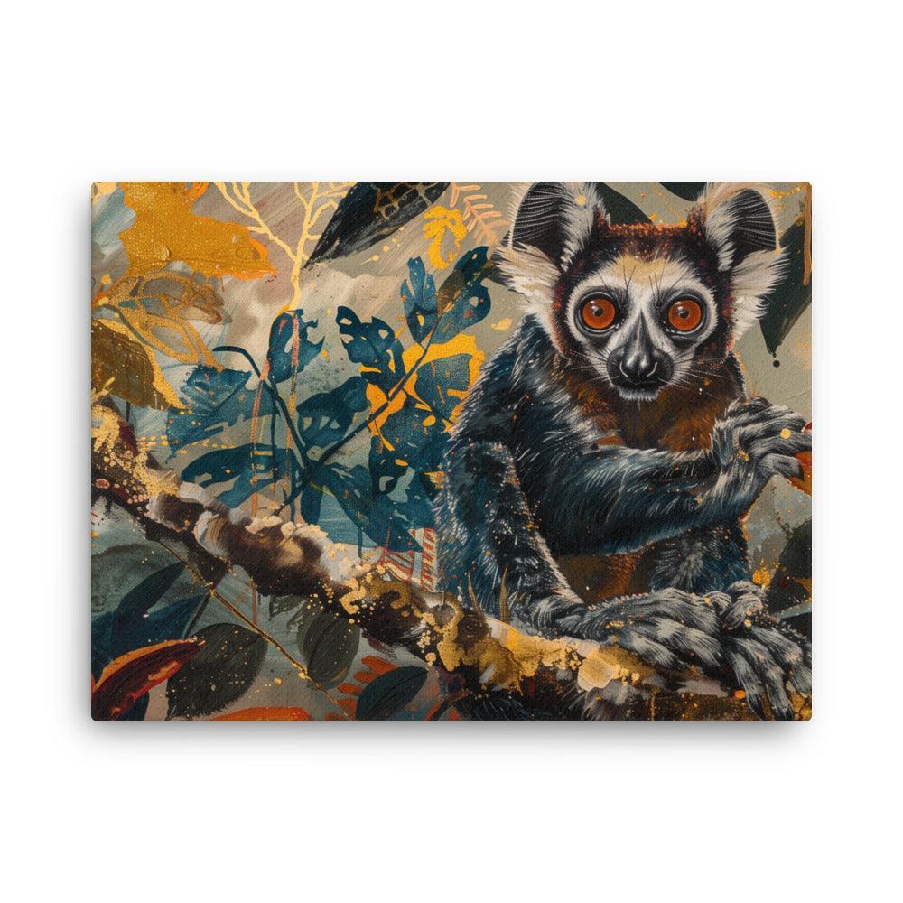 Madagascar Aye-aye Lemur Vibrant Jungle Art Thin Canvas - Oh Posters