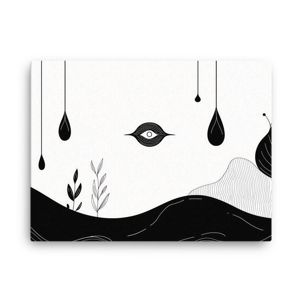 Boho Minimalist Eye and Nature Elements with Black Drops Thin Canvas - Oh Posters