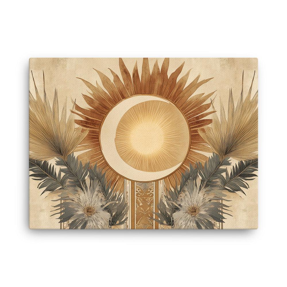 Boho Sun and Moon Floral Harmony Art Thin Canvas - Oh Posters