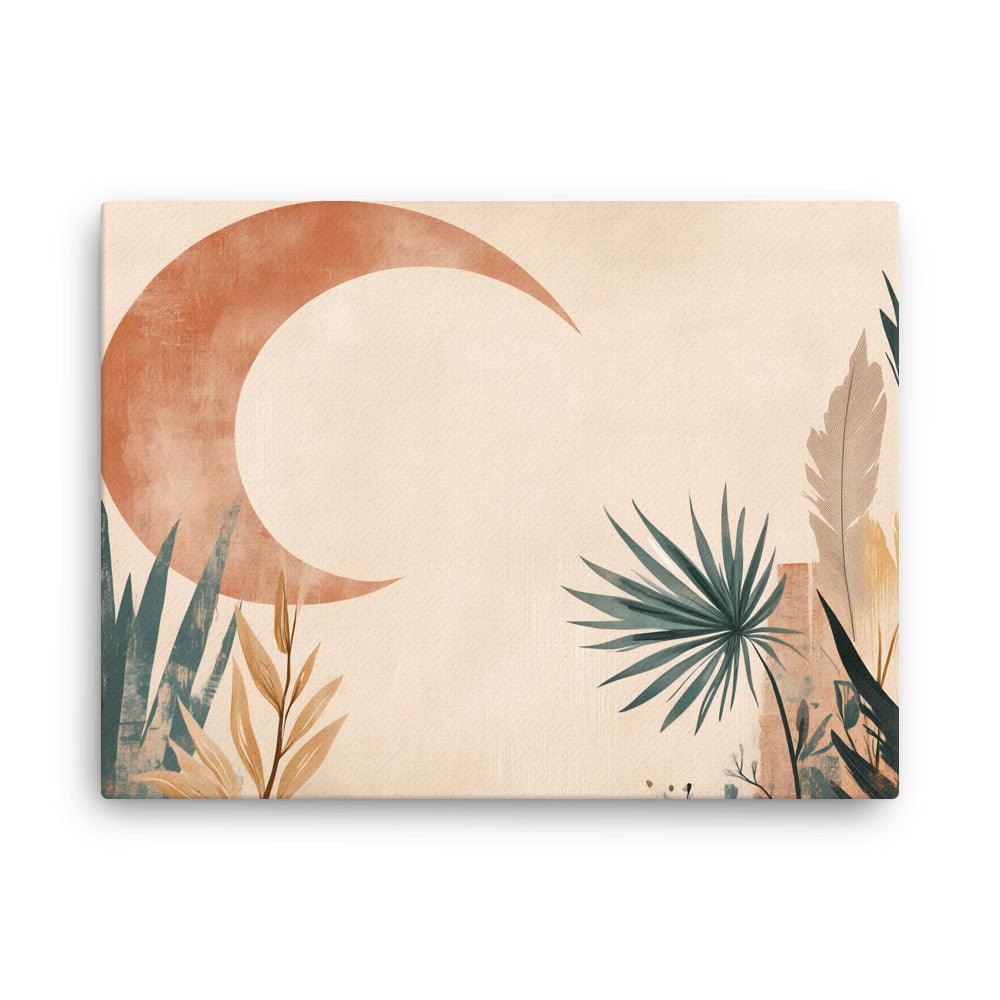Boho Crescent Moon with Foliage Thin Canvas - Oh Posters