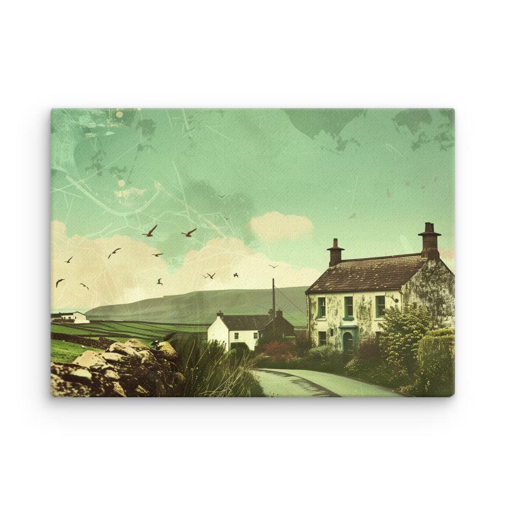 Ireland Rural Cottage Countryside Vintage Thin Canvas - Oh Posters