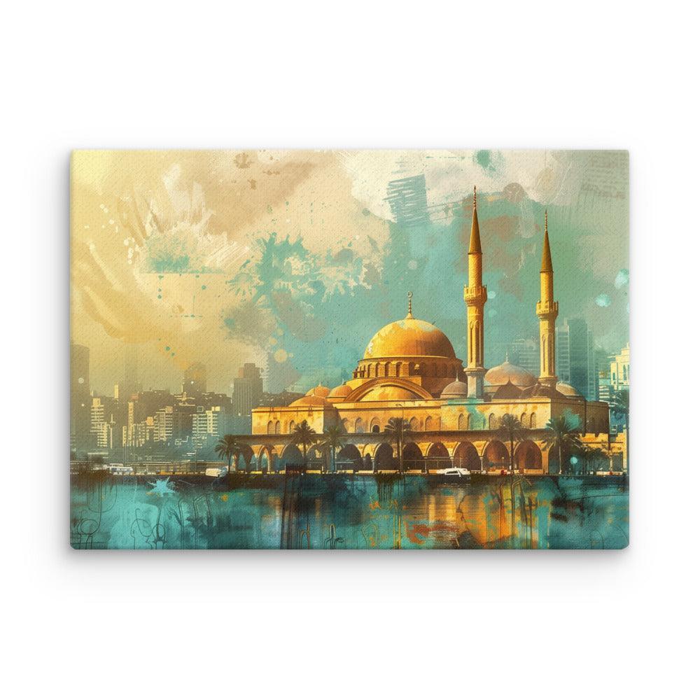 Lebanon Golden Mosque Urban Skyline Thin Canvas - Oh Posters