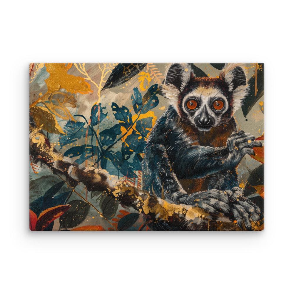 Madagascar Aye-aye Lemur Vibrant Jungle Art Thin Canvas - Oh Posters