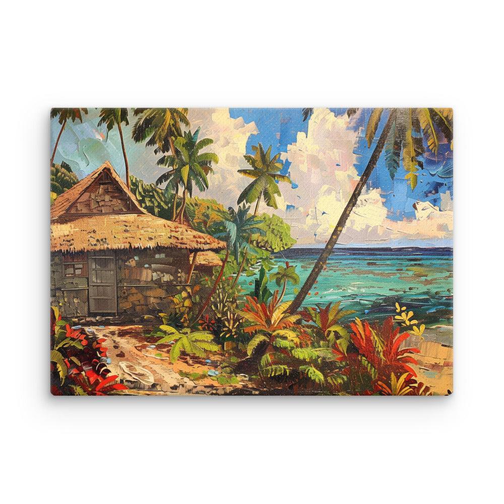 Tonga Coastal Hut Tropical Paradise Thin Canvas - Oh Posters