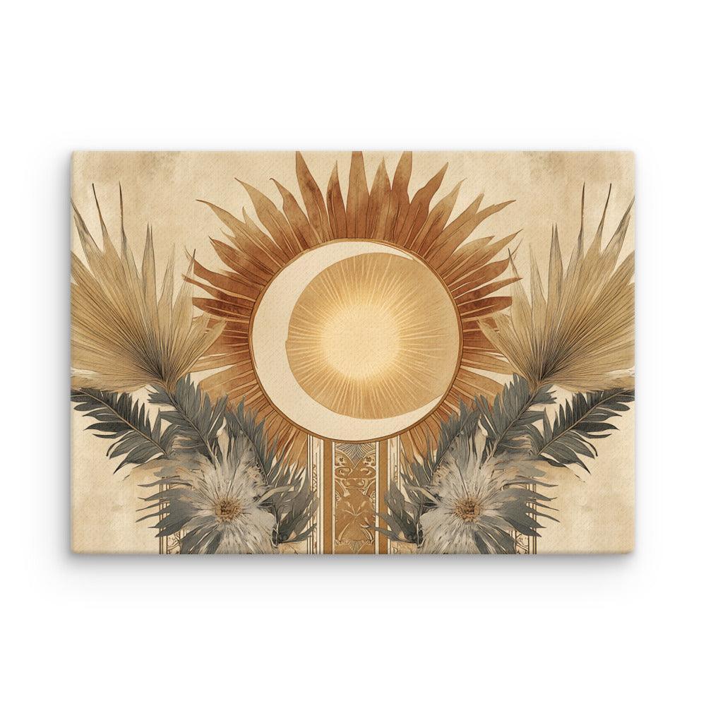Boho Sun and Moon Floral Harmony Art Thin Canvas - Oh Posters