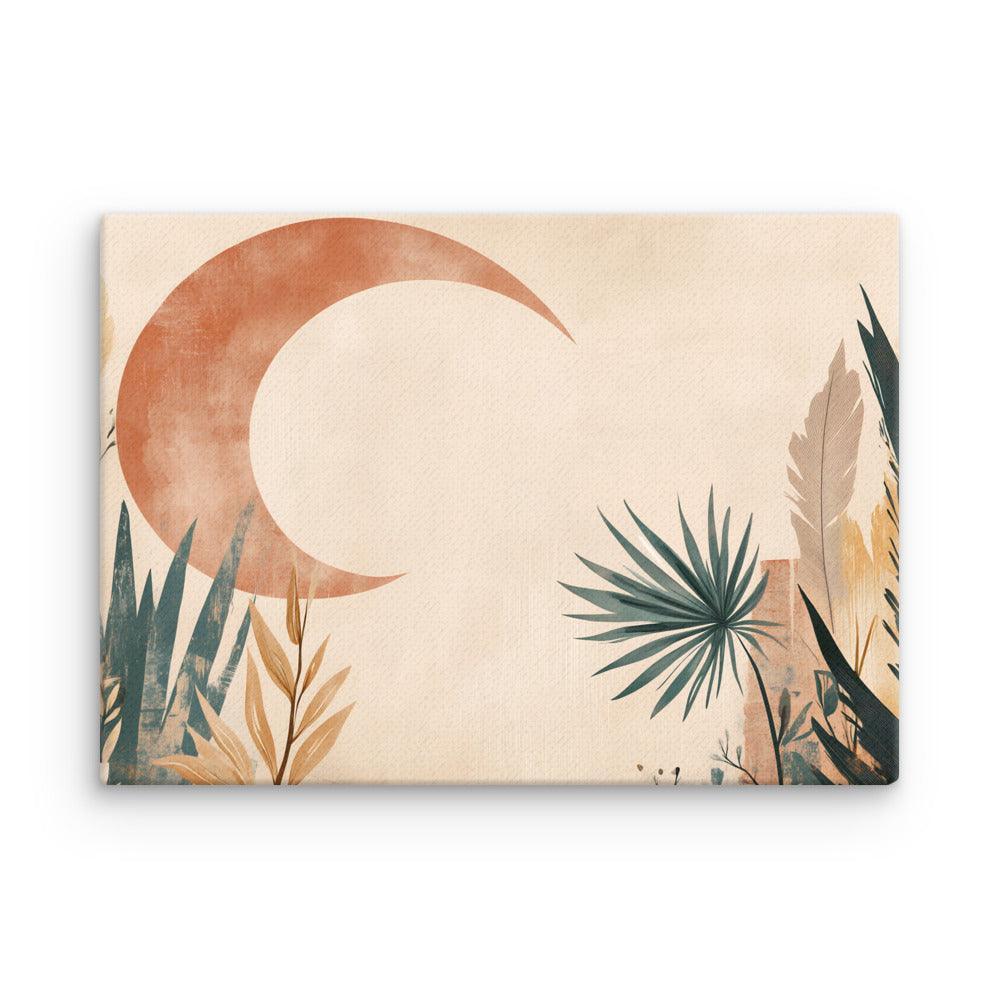 Boho Crescent Moon with Foliage Thin Canvas - Oh Posters