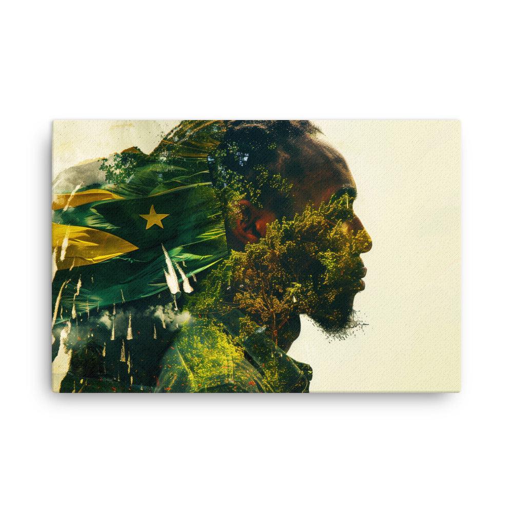 Jamaican Man Nature Inspired Double Exposure Art Thin Canvas - Oh Posters