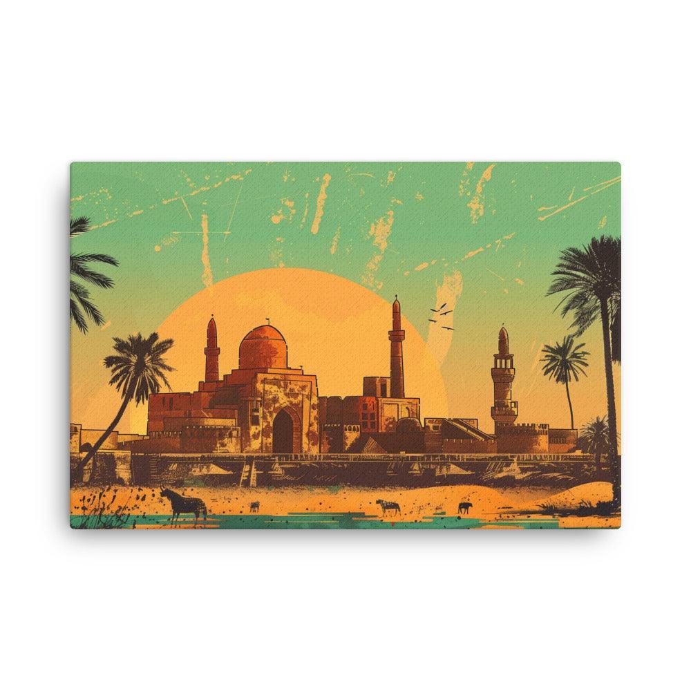 Iraq Desert Mosque Sunrise Scenic Art Thin Canvas - Oh Posters