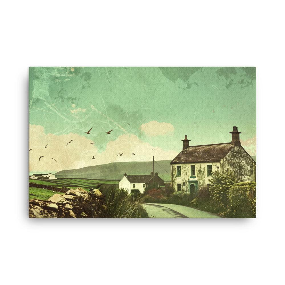 Ireland Rural Cottage Countryside Vintage Thin Canvas - Oh Posters