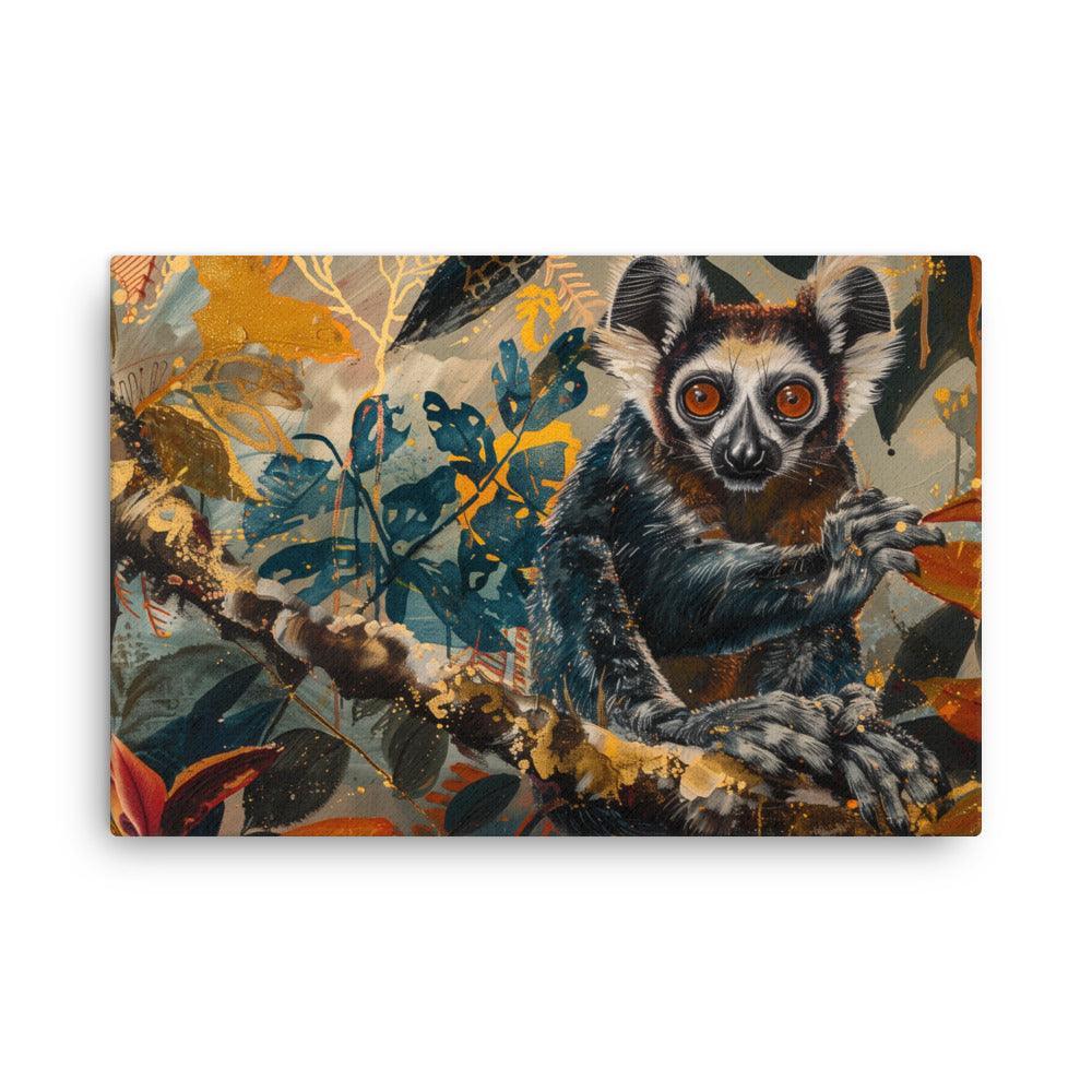 Madagascar Aye-aye Lemur Vibrant Jungle Art Thin Canvas - Oh Posters