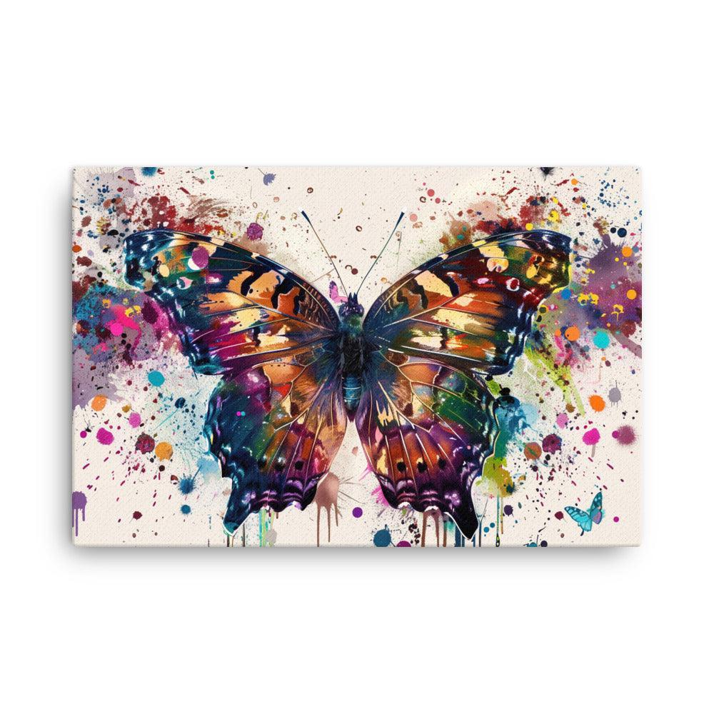 Vibrant Butterfly Colorful Splatter Modern Art Thin Canvas - Oh Posters