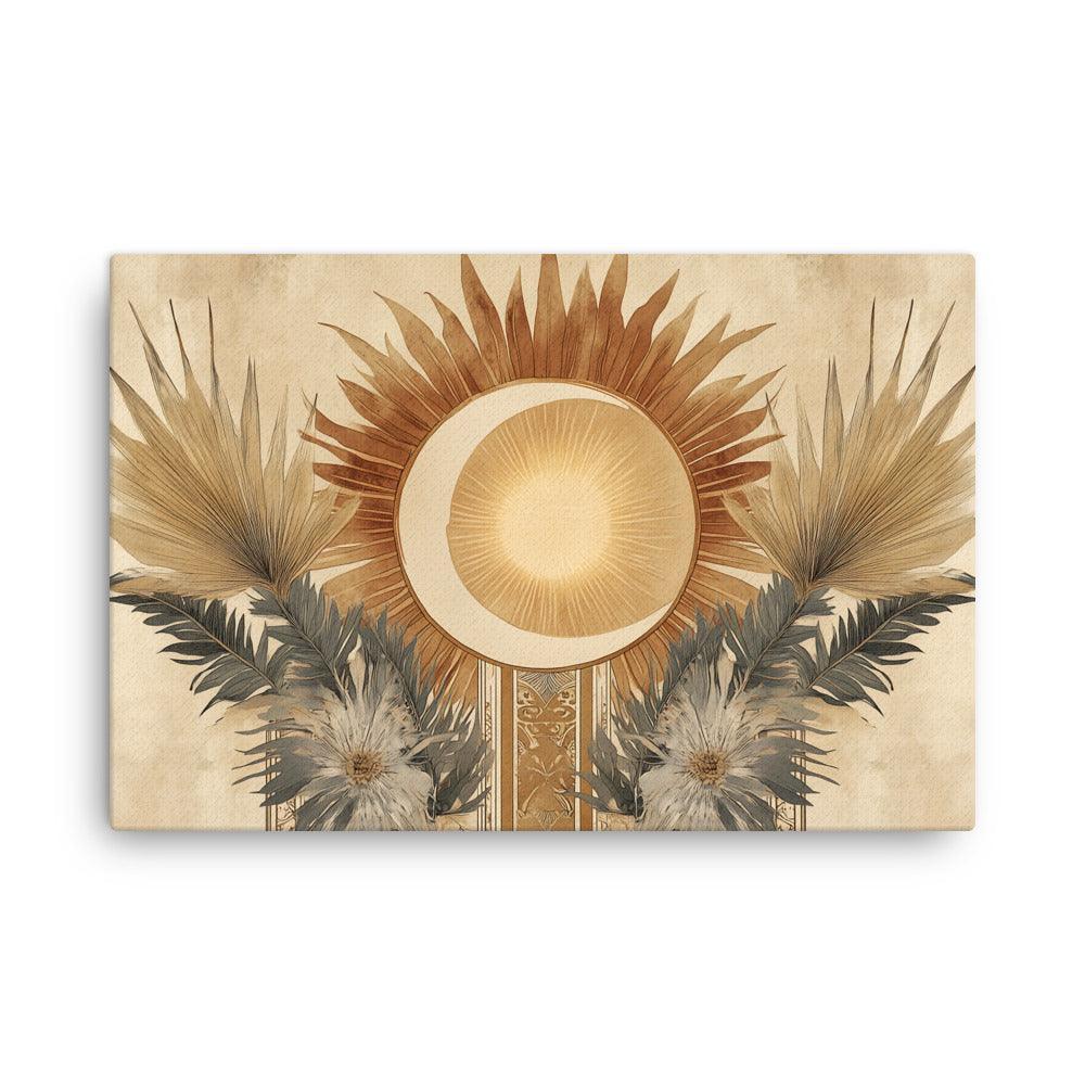 Boho Sun and Moon Floral Harmony Art Thin Canvas - Oh Posters