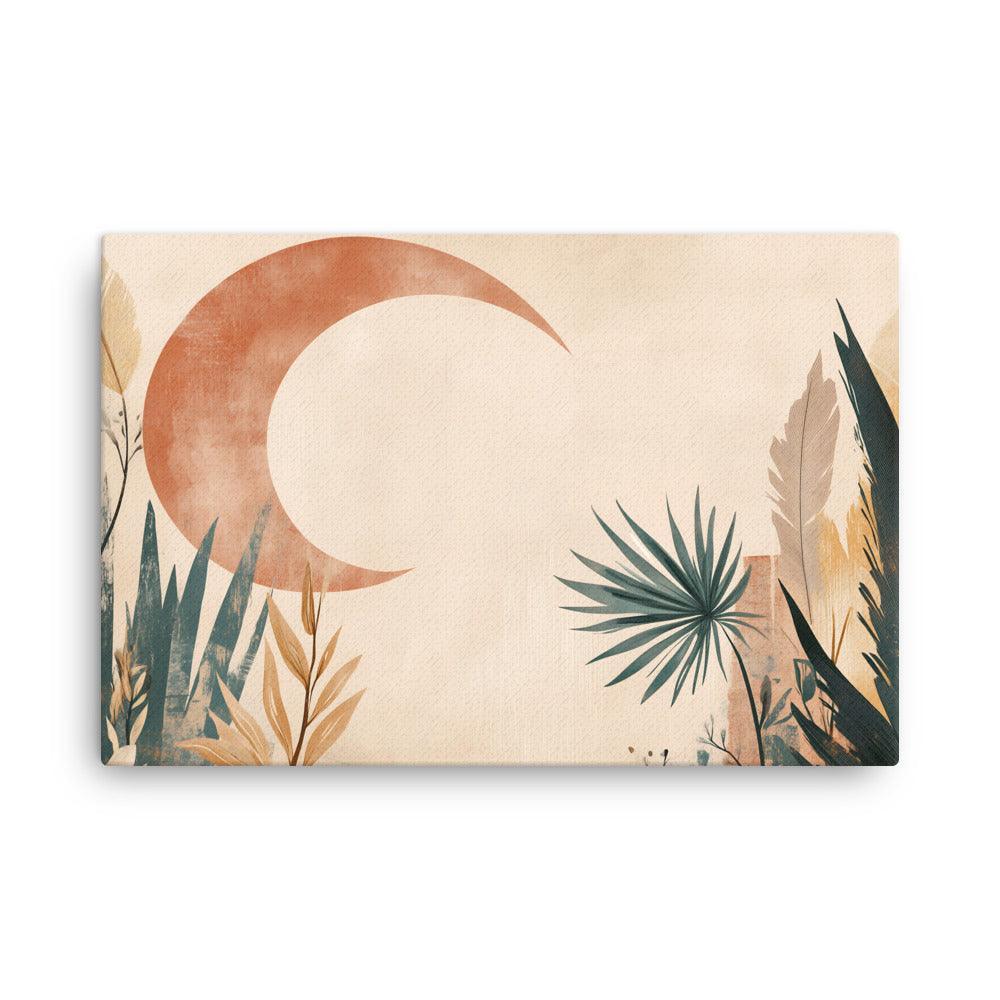 Boho Crescent Moon with Foliage Thin Canvas - Oh Posters