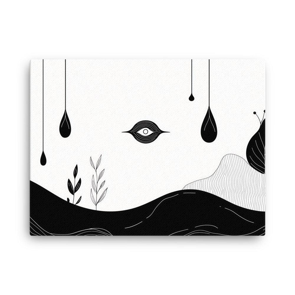 Boho Minimalist Eye and Nature Elements with Black Drops Thin Canvas - Oh Posters