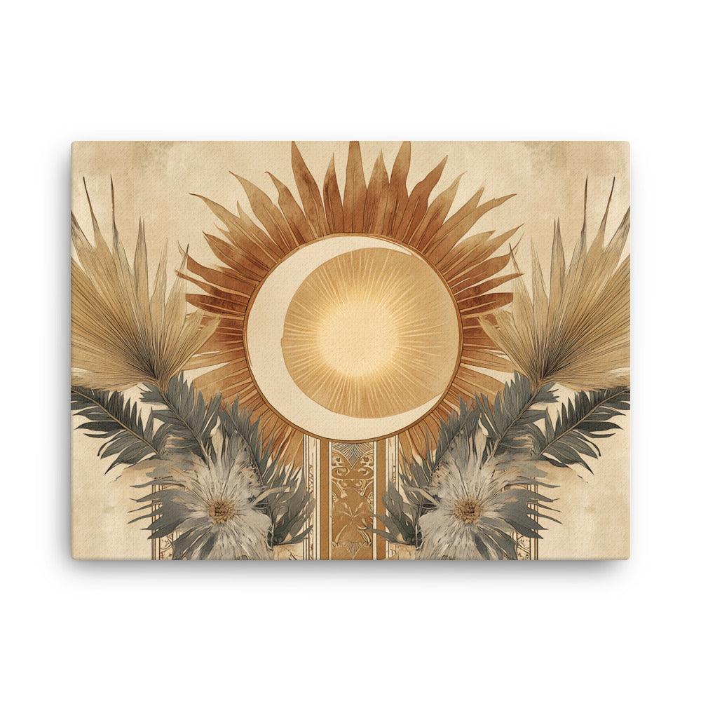 Boho Sun and Moon Floral Harmony Art Thin Canvas - Oh Posters