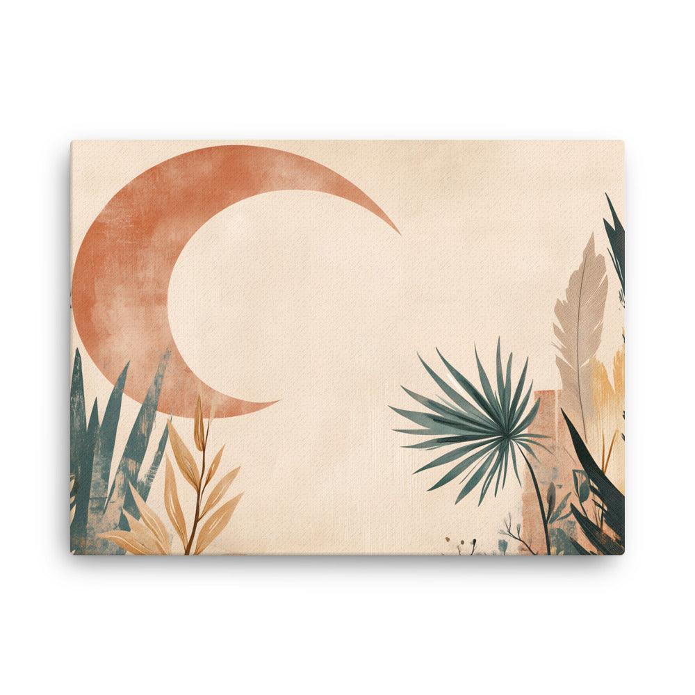 Boho Crescent Moon with Foliage Thin Canvas - Oh Posters