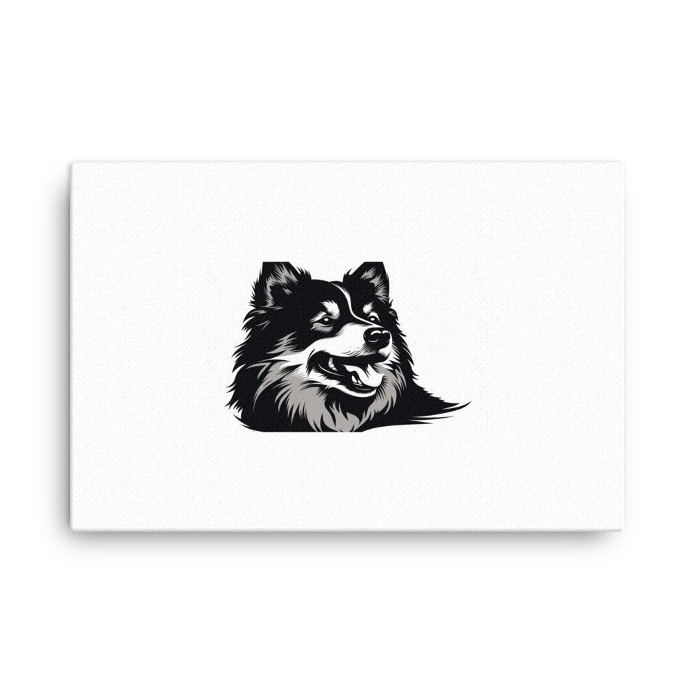 Finnish Lapphund Elegant Black and White Graphic Thin Canvas - Oh Posters