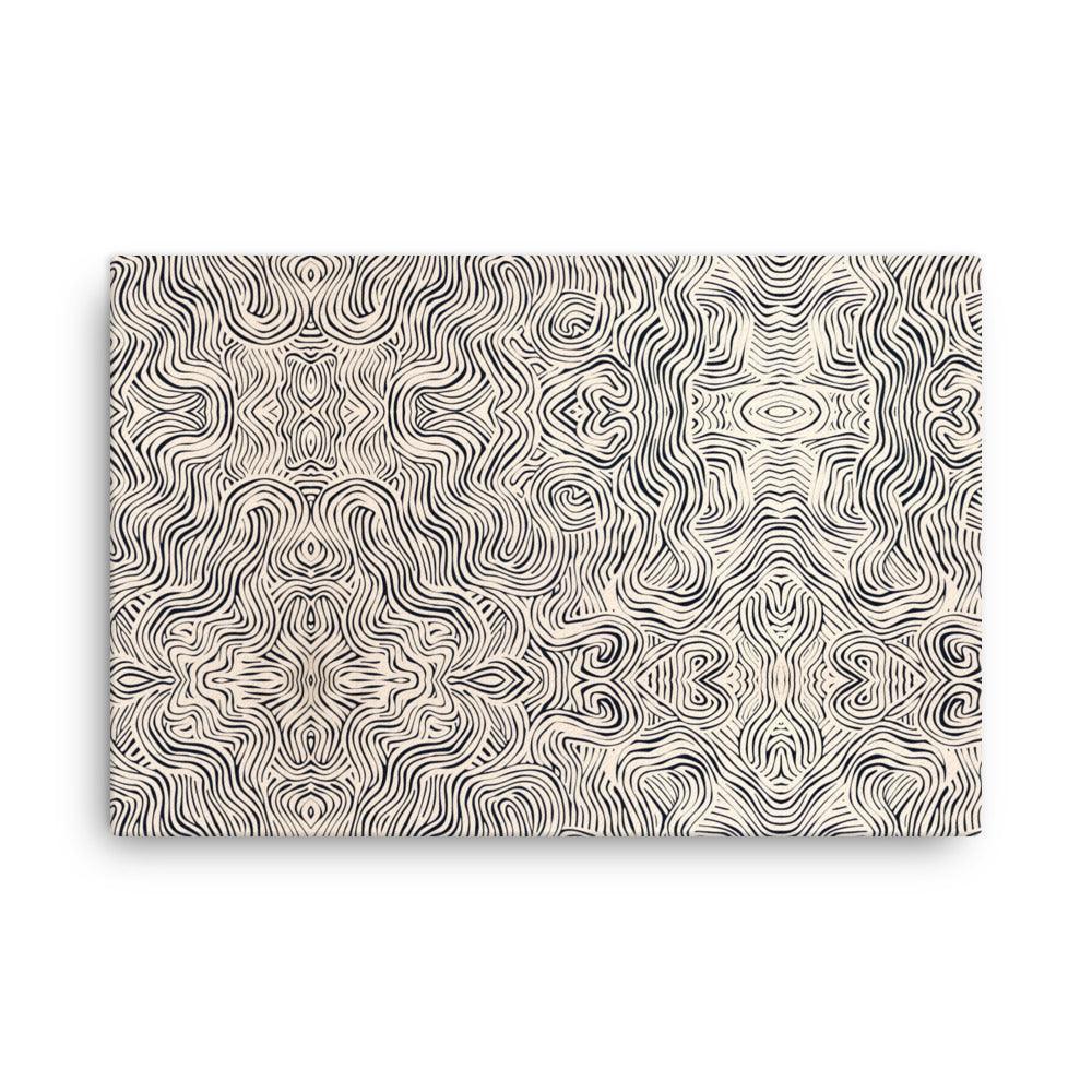Wavy Lines Abstract Illusion Monochrome Art Thin Canvas - Oh Posters