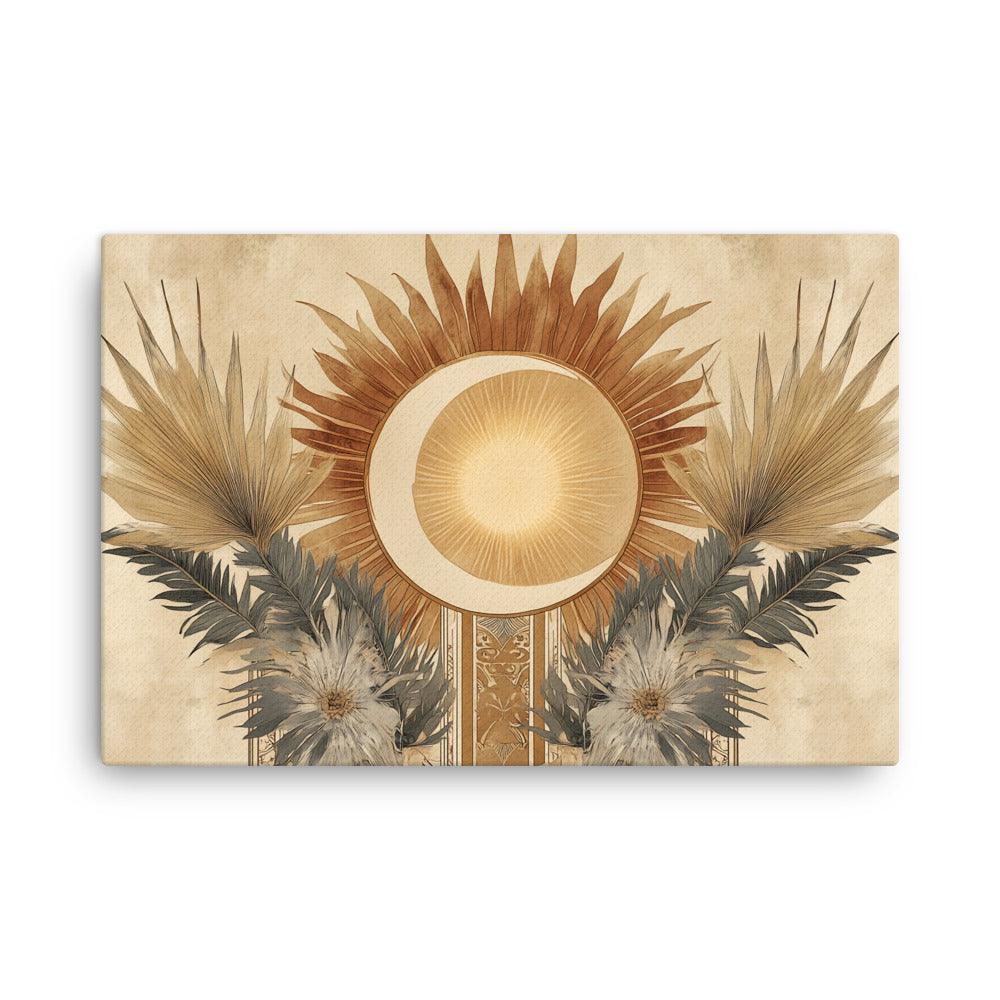Boho Sun and Moon Floral Harmony Art Thin Canvas - Oh Posters