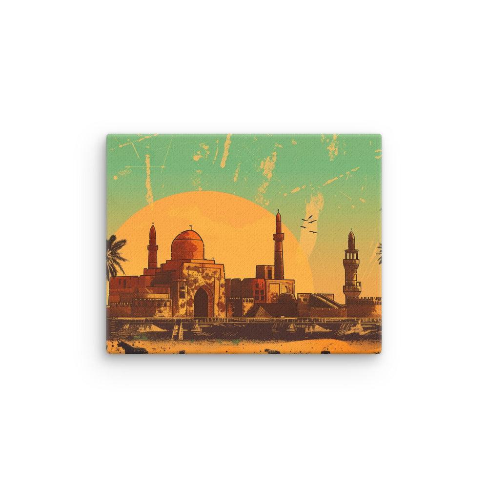 Iraq Desert Mosque Sunrise Scenic Art Thin Canvas - Oh Posters