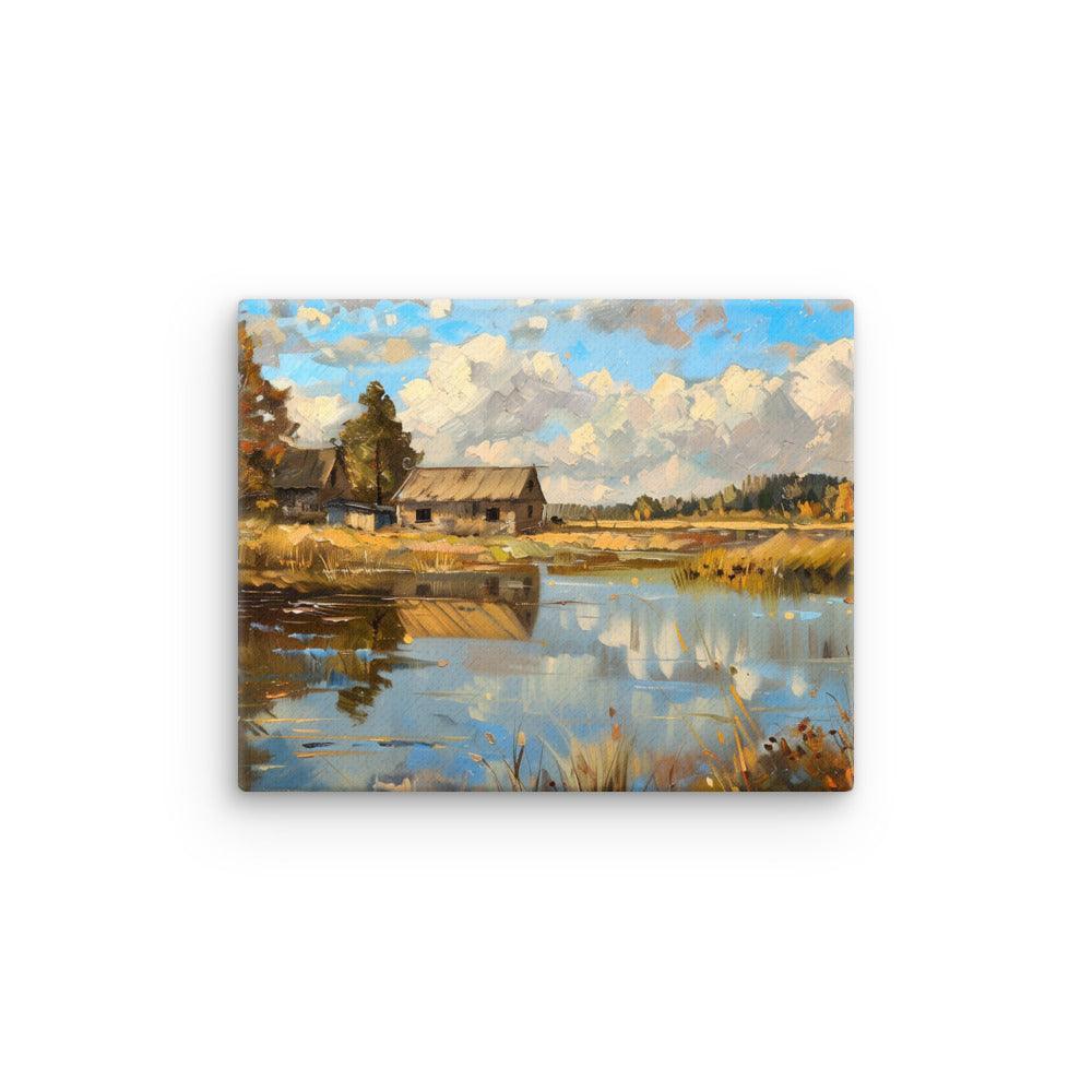 Latvia Rustic Farmhouse Autumn Landscape Thin Canvas - Oh Posters