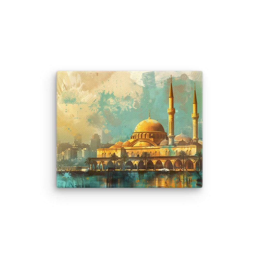 Lebanon Golden Mosque Urban Skyline Thin Canvas - Oh Posters
