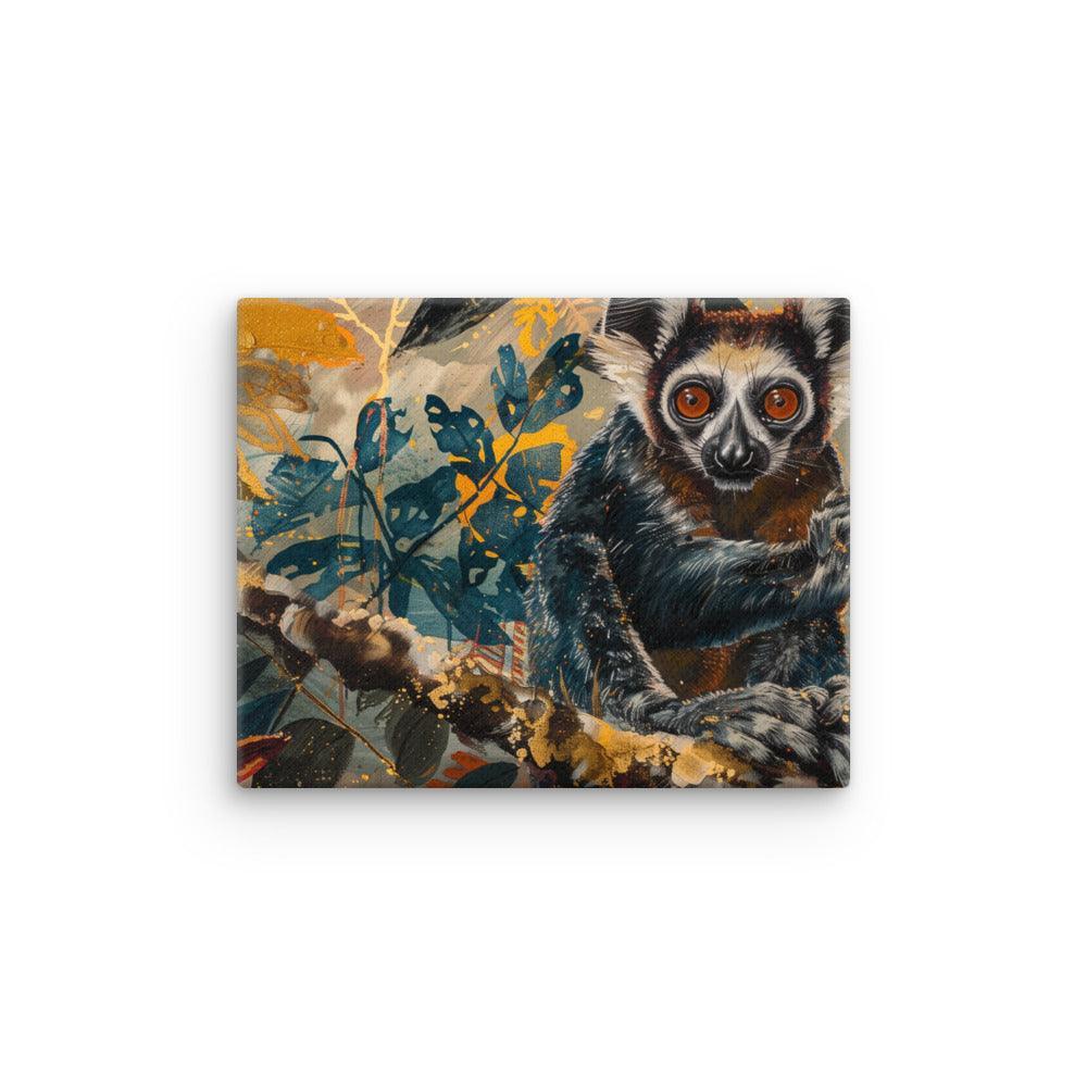 Madagascar Aye-aye Lemur Vibrant Jungle Art Thin Canvas - Oh Posters