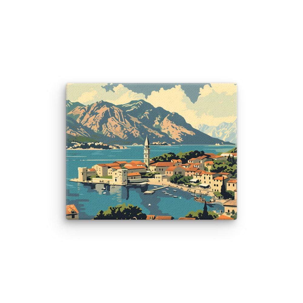 Montenegro Coastal Town Panoramic Mountain Landscape Thin Canvas - Oh Posters