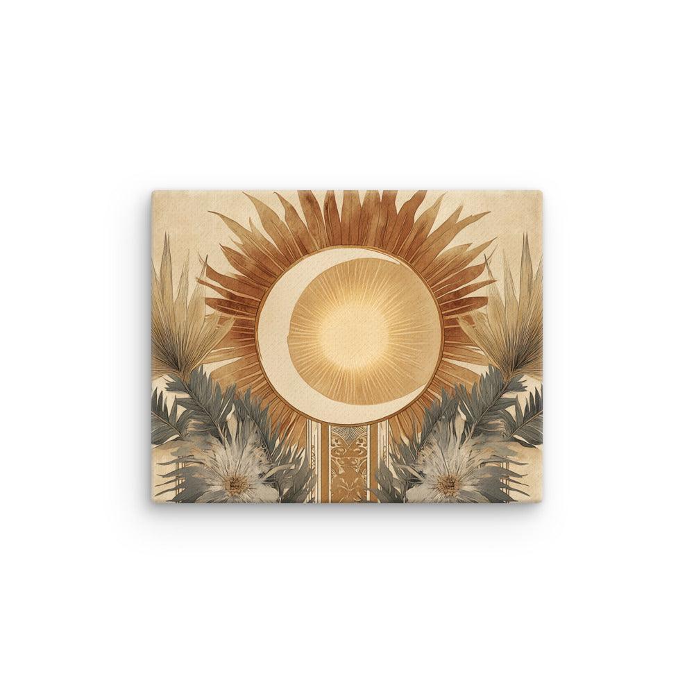 Boho Sun and Moon Floral Harmony Art Thin Canvas - Oh Posters