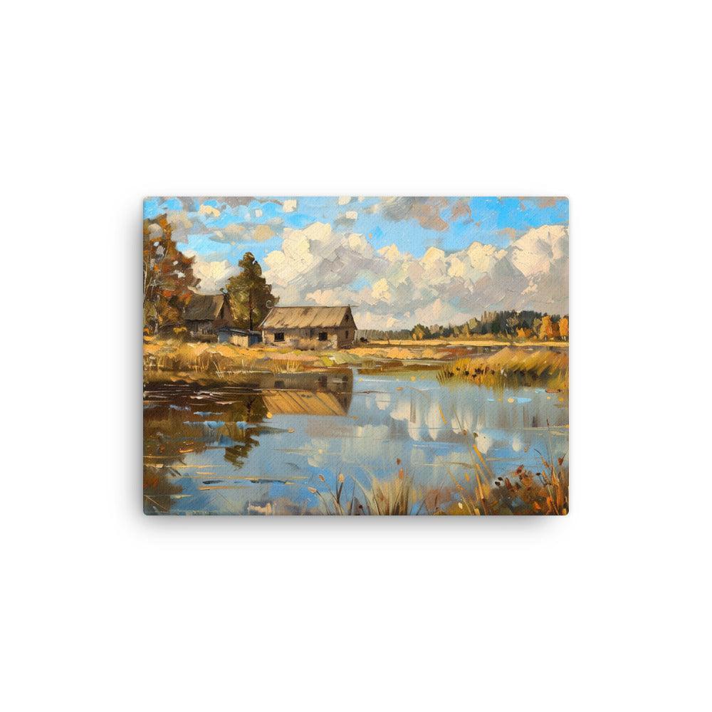 Latvia Rustic Farmhouse Autumn Landscape Thin Canvas - Oh Posters