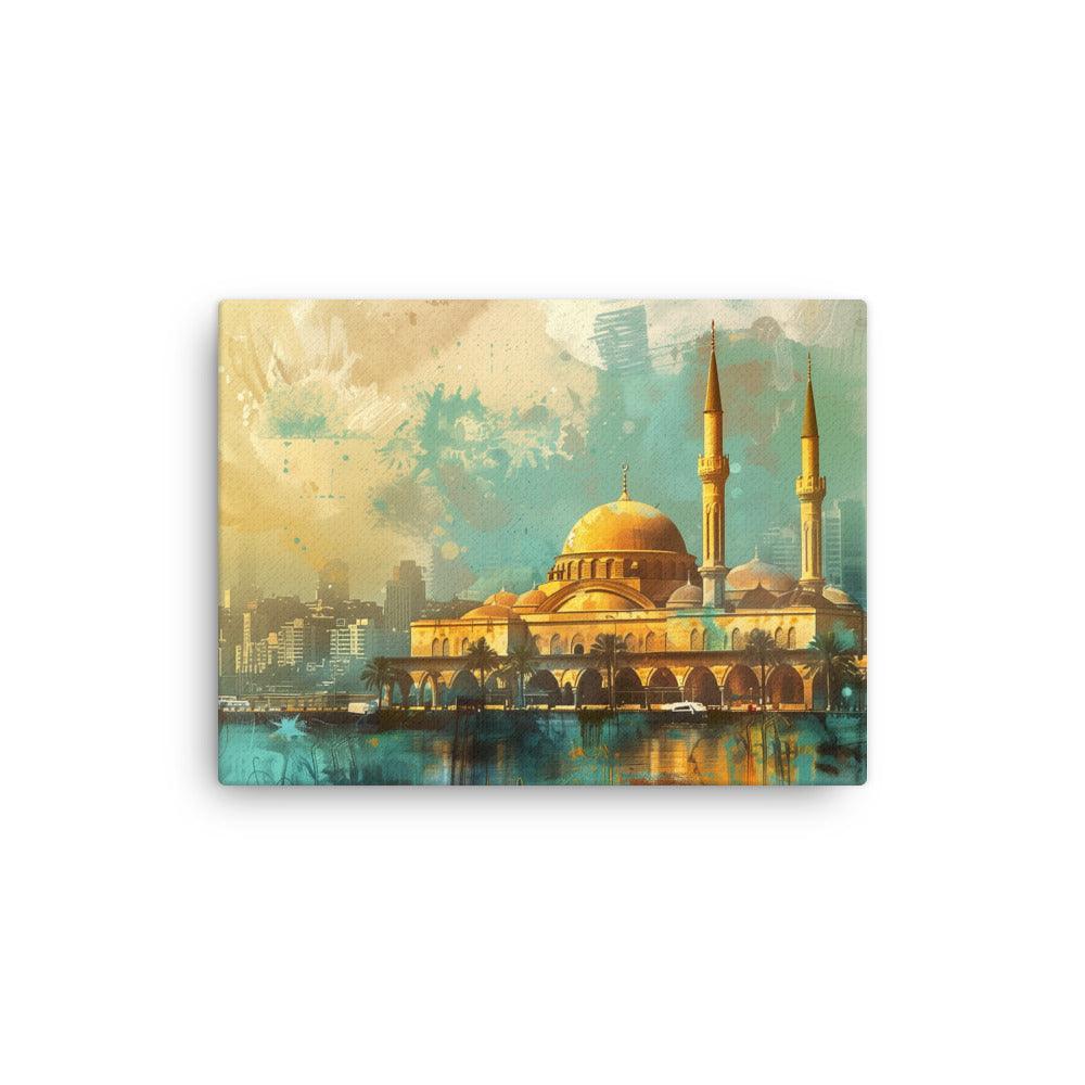 Lebanon Golden Mosque Urban Skyline Thin Canvas - Oh Posters