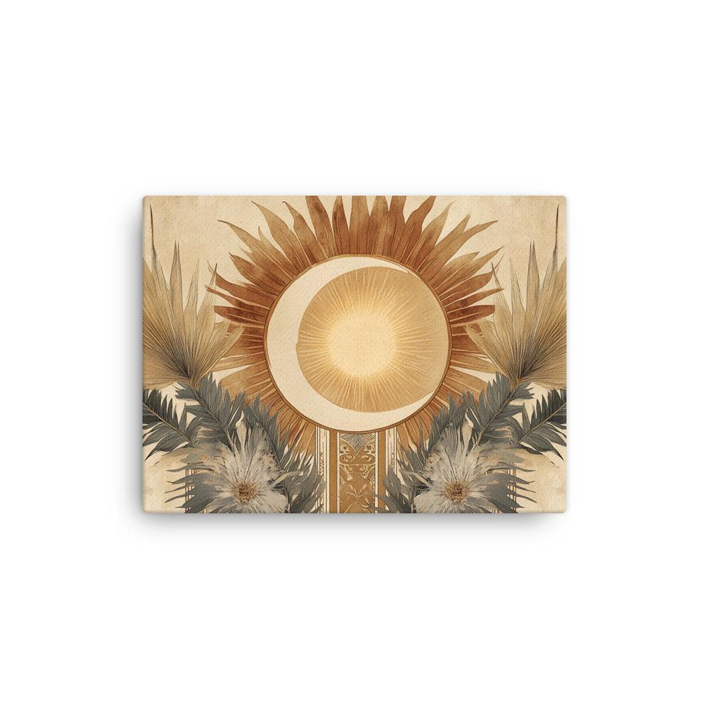 Boho Sun and Moon Floral Harmony Art Thin Canvas - Oh Posters