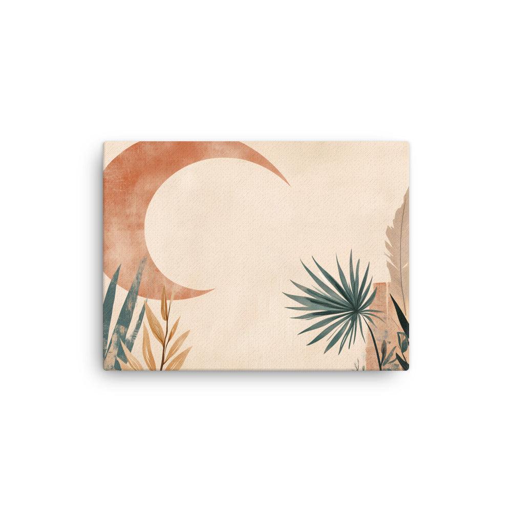 Boho Crescent Moon with Foliage Thin Canvas - Oh Posters